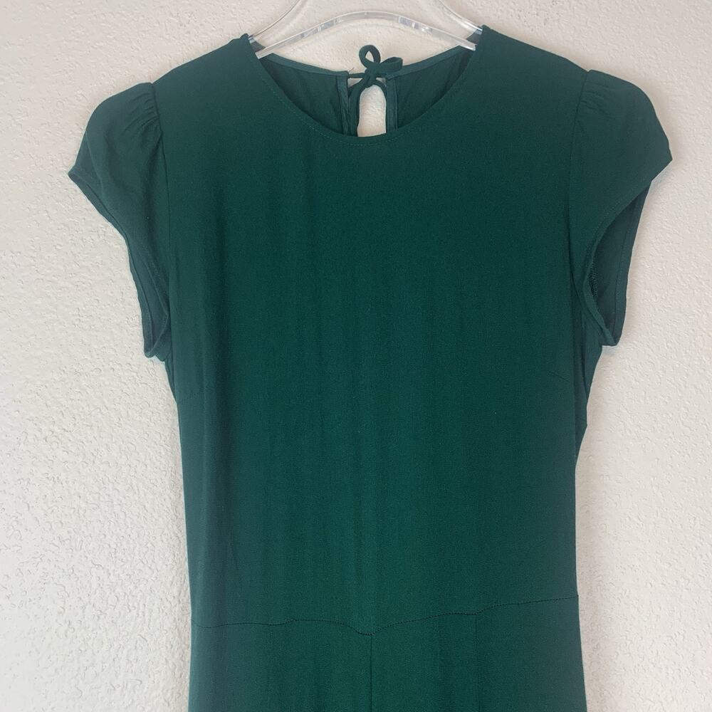 Reformation Mayer Jumpsuit Womens 6 Green Wide Leg Crop Open Back Crepe - Picture 4 of 13